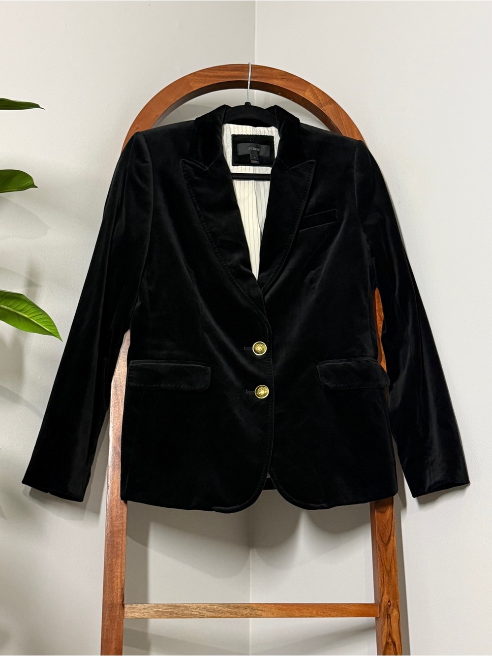 J. Crew 8 Black Velvet Schoolboy Blazer Jacket Style F7953
